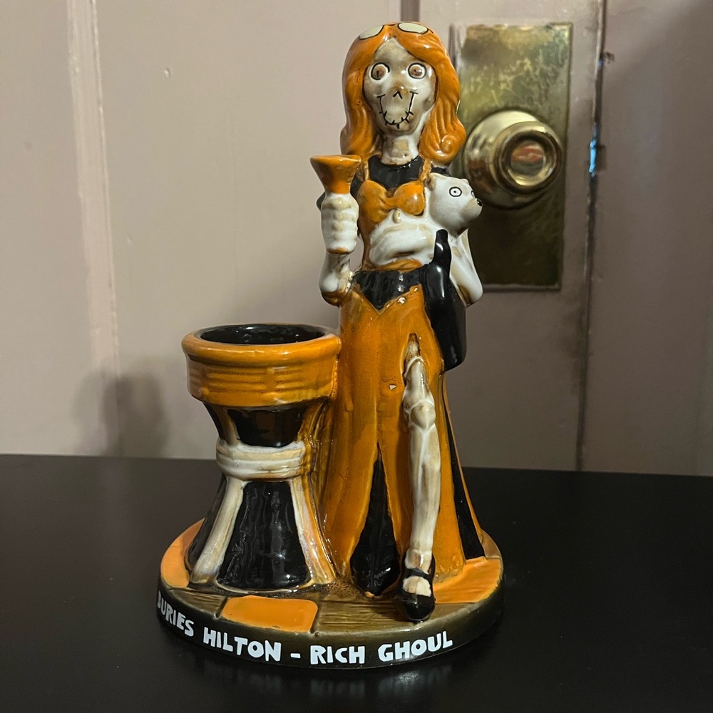 Yankee Candle Orange and Black Ghoul Figurine Candle Holder